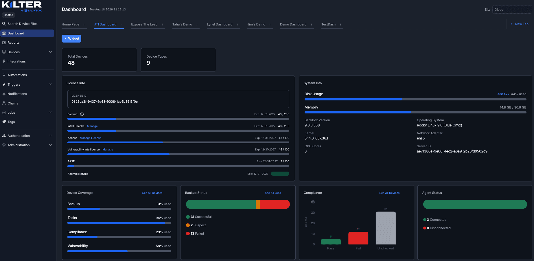 The redesigned Kilter interface in its dark theme, showing the consistent layout across screens.