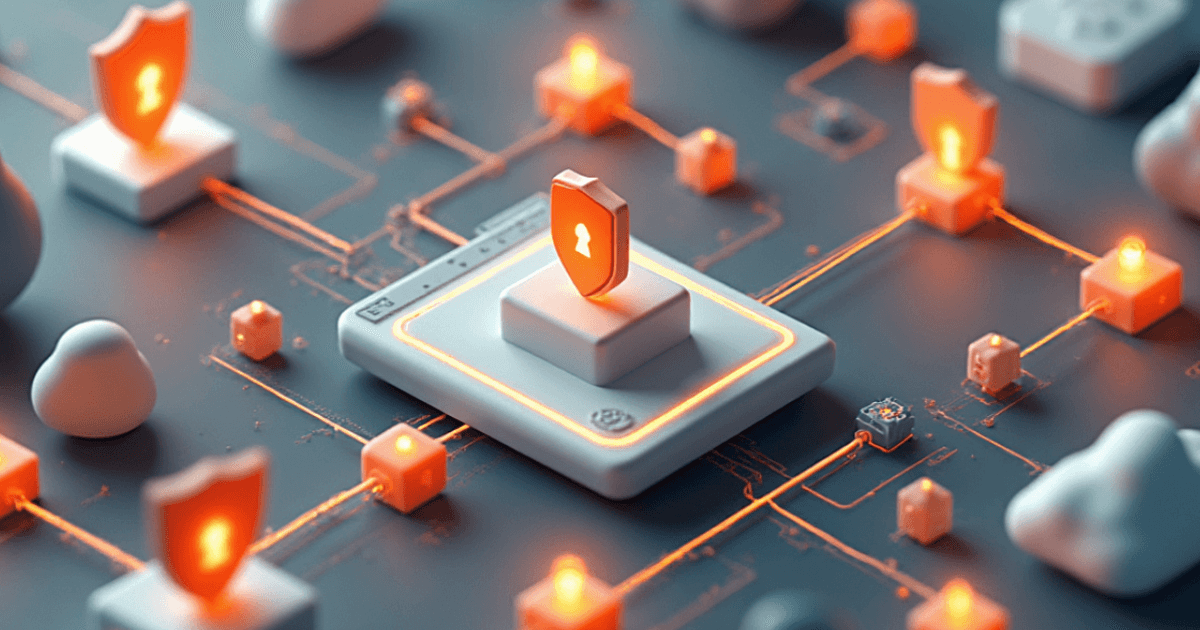 Bright illustration of AI guiding network automation through transparent connections, representing explainable security and human-centric oversight.