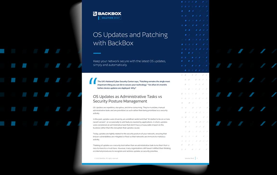Cover page for the OS Updates and Patching with BackBox Solution Brief