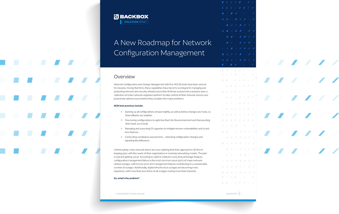 Cover page for the A New Roadmap for Network Configuration Management Solution Brief