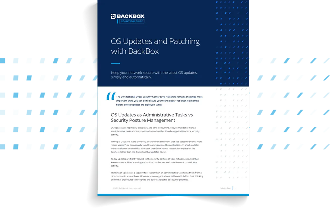 Cover page for the OS Updates and Patching with BackBox Solution Brief