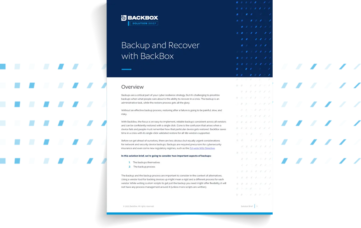 Cover Page for the Backup and Recover with BackBox Solution Brief
