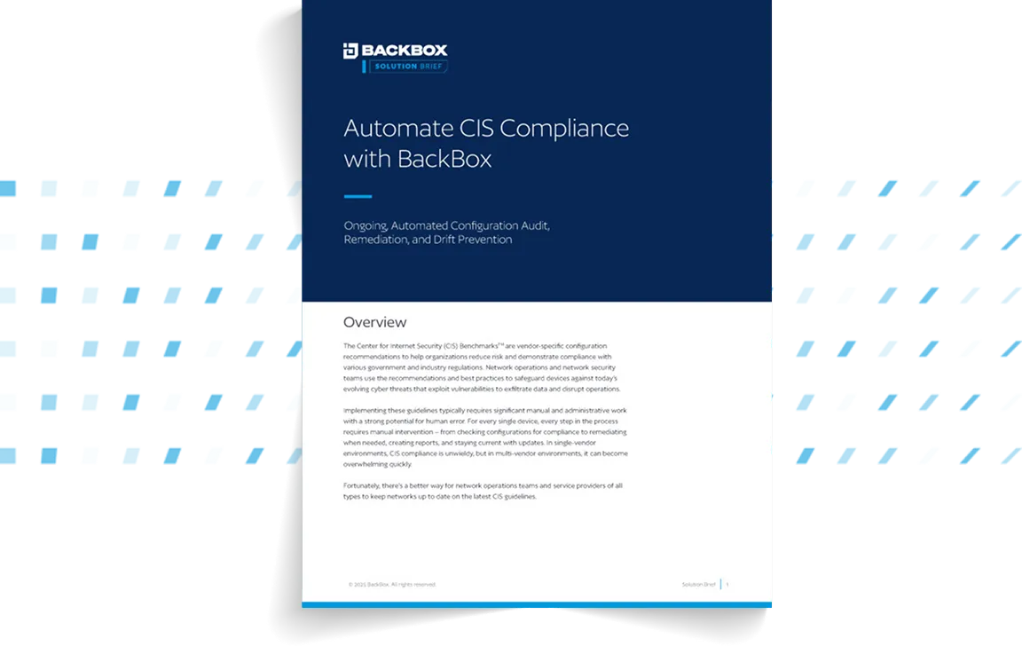 Cover image for the Automate CIS Compliance with BackBox Solution Brief
