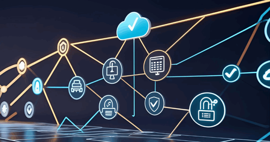 Modern IT network concept of sleek, unified automation dashboard connecting on-prem and cloud devices