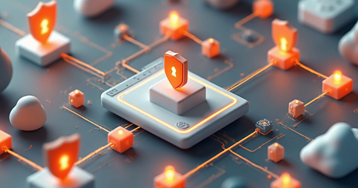 Bright illustration of AI guiding network automation through transparent connections, representing explainable security and human-centric oversight.