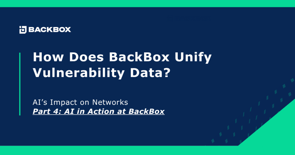 BackBox blog hero: dark blue banner with the BackBox logo and the headline 'How Does BackBox Unify Vulnerability Data?'